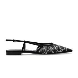 Gucci Crystal GG Monogram Demi Mesh Slingback Ballerina Flat Sandals Shoes $990